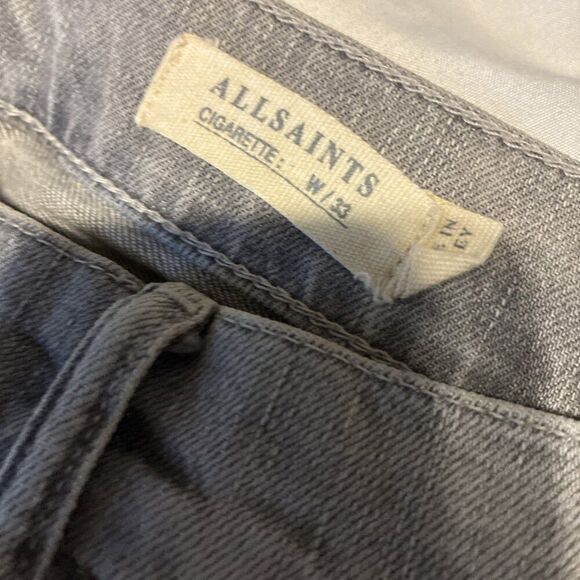 allsaints Authentic mens greaves cigarette light gray denim Jeans Skinny 33 X 32 - Picture 8 of 10